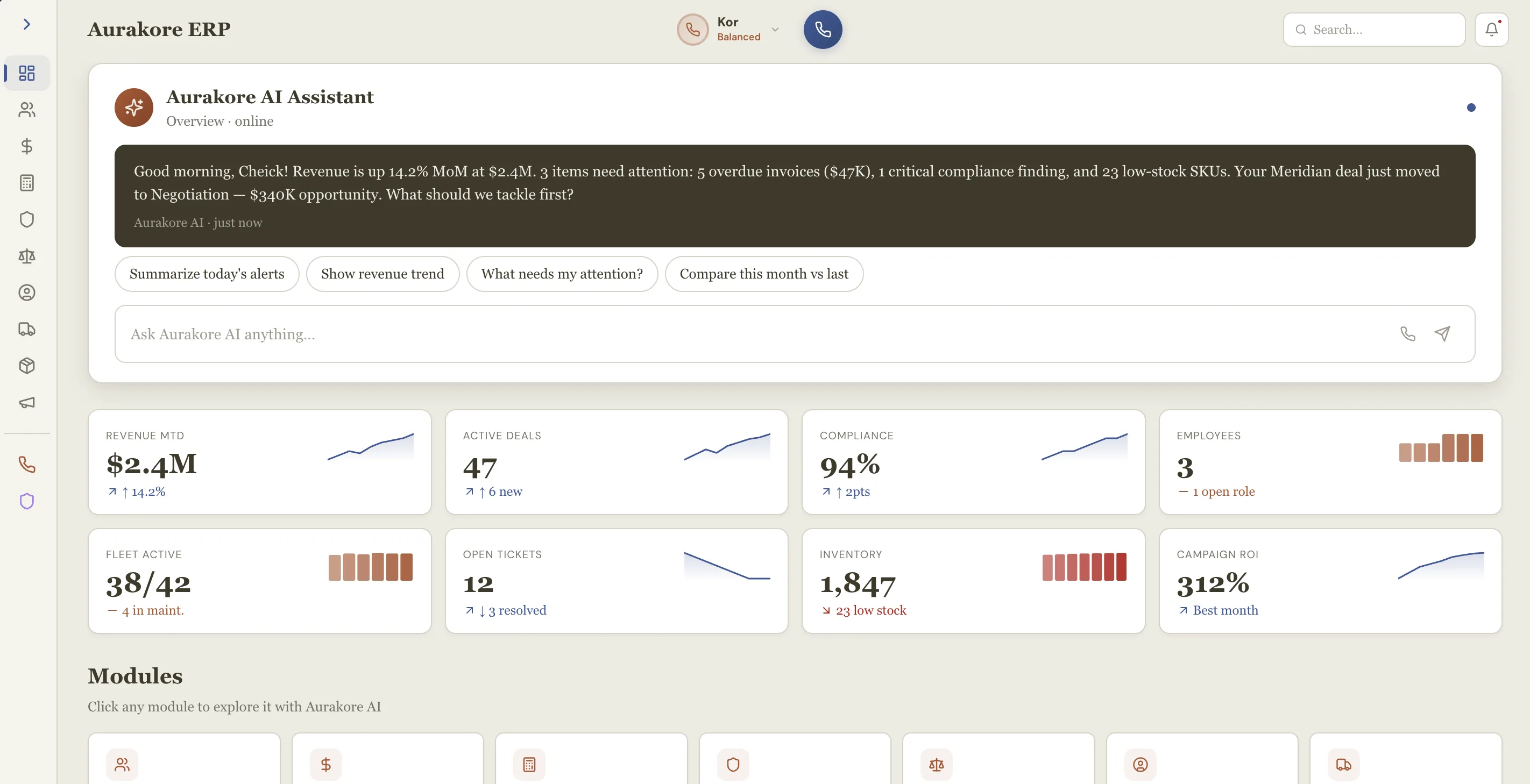 AuraKore — Multi-Tenant Enterprise ERP/CRM
